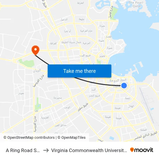 A Ring Road Stop 1 to Virginia Commonwealth University - Qatar map