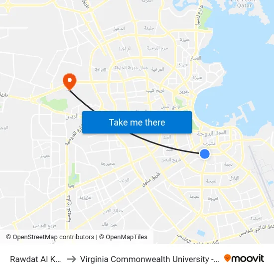 Rawdat Al Khail to Virginia Commonwealth University - Qatar map
