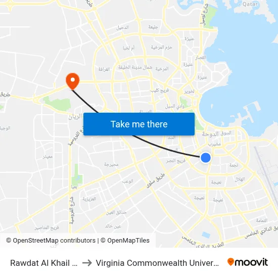 Rawdat Al Khail Street to Virginia Commonwealth University - Qatar map