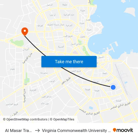 Al Masar Trading to Virginia Commonwealth University - Qatar map