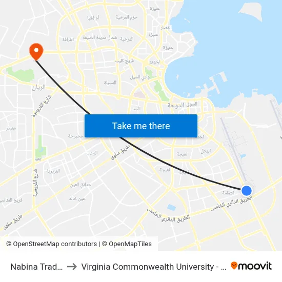 Nabina Trading to Virginia Commonwealth University - Qatar map