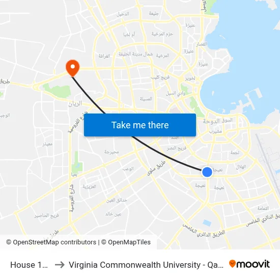 House 158 to Virginia Commonwealth University - Qatar map