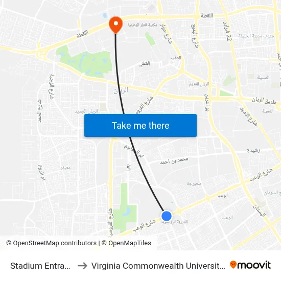 Stadium Entrance 1 to Virginia Commonwealth University - Qatar map
