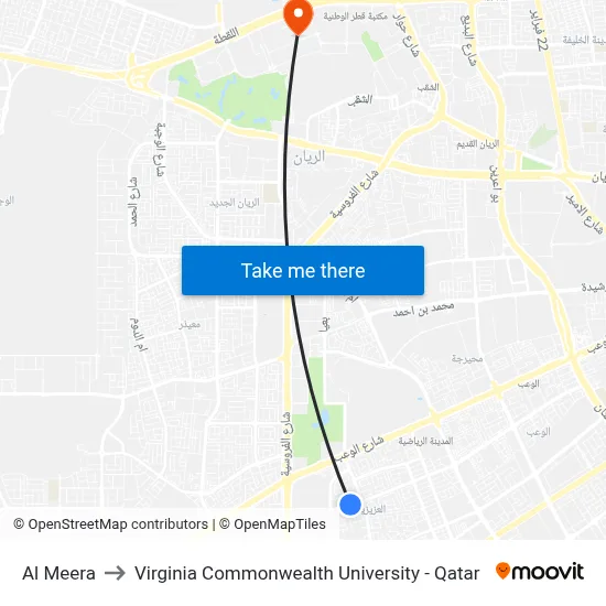 Al Meera to Virginia Commonwealth University - Qatar map