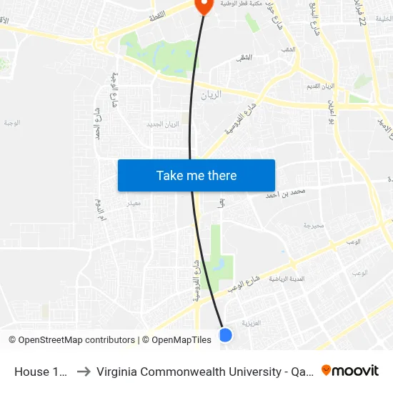 House 137 to Virginia Commonwealth University - Qatar map