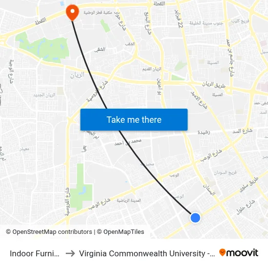 Indoor Furniture to Virginia Commonwealth University - Qatar map