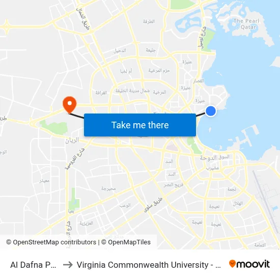 Al Dafna Park to Virginia Commonwealth University - Qatar map
