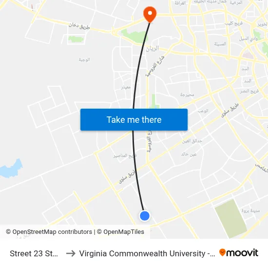 Street 23 Stop 2 to Virginia Commonwealth University - Qatar map