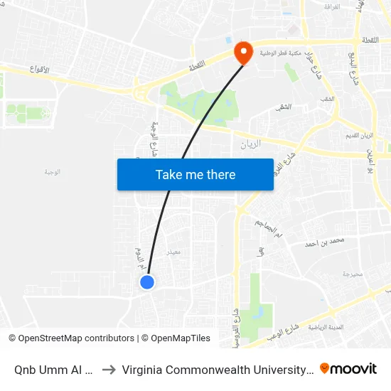 QNB Umm Al Dom to Virginia Commonwealth University - Qatar map