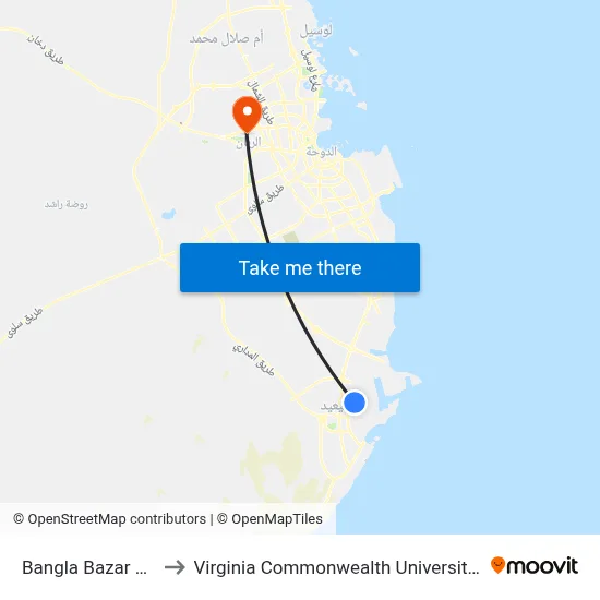 Bangla Bazar Qatar to Virginia Commonwealth University - Qatar map