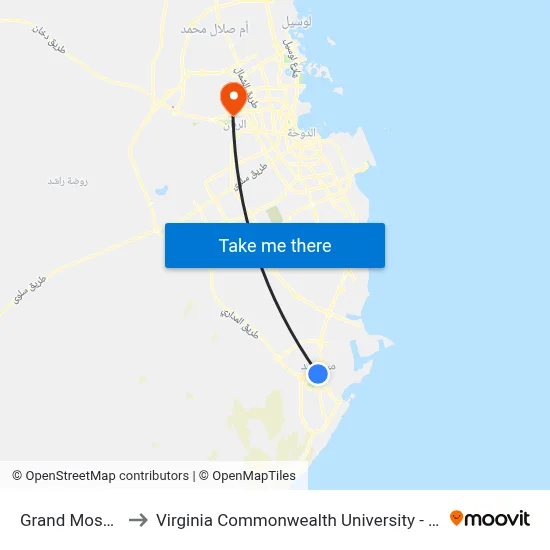 Grand Mosque to Virginia Commonwealth University - Qatar map