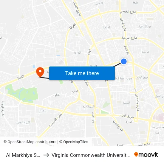 Al Markhiya Street to Virginia Commonwealth University - Qatar map