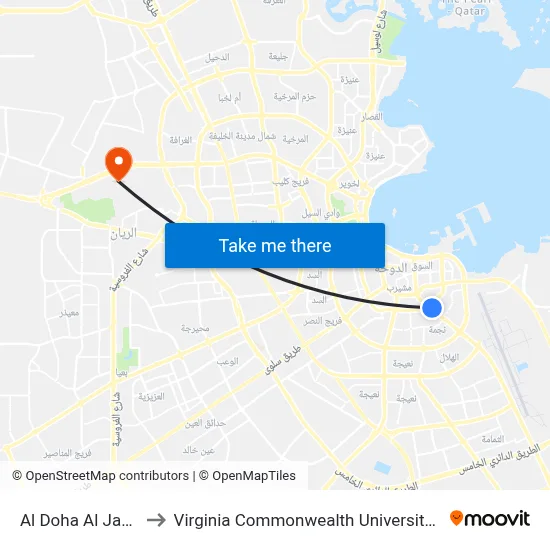 Al Doha Al Jadeda to Virginia Commonwealth University - Qatar map