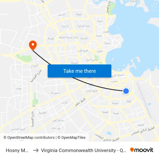 Hosny Meat to Virginia Commonwealth University - Qatar map