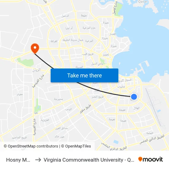 Hosny Meat to Virginia Commonwealth University - Qatar map