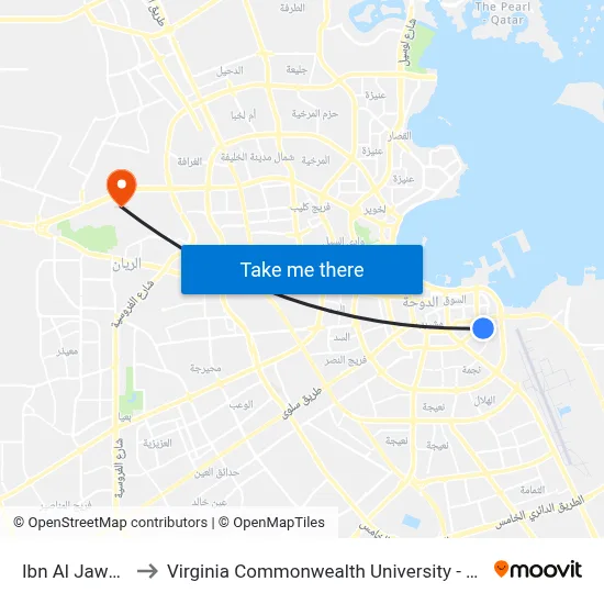 Ibn Al Jawzi 1 to Virginia Commonwealth University - Qatar map