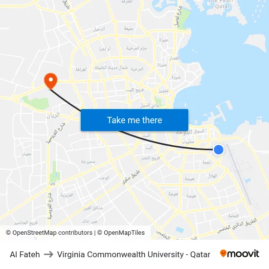 Al Fateh to Virginia Commonwealth University - Qatar map