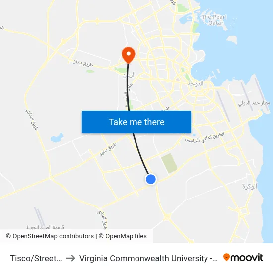 Tisco/Street 52 to Virginia Commonwealth University - Qatar map