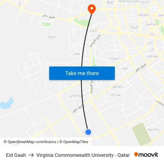 Eid Gaah to Virginia Commonwealth University - Qatar map
