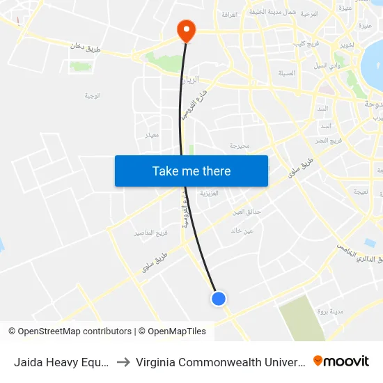 Jaida Heavy Equipment to Virginia Commonwealth University - Qatar map