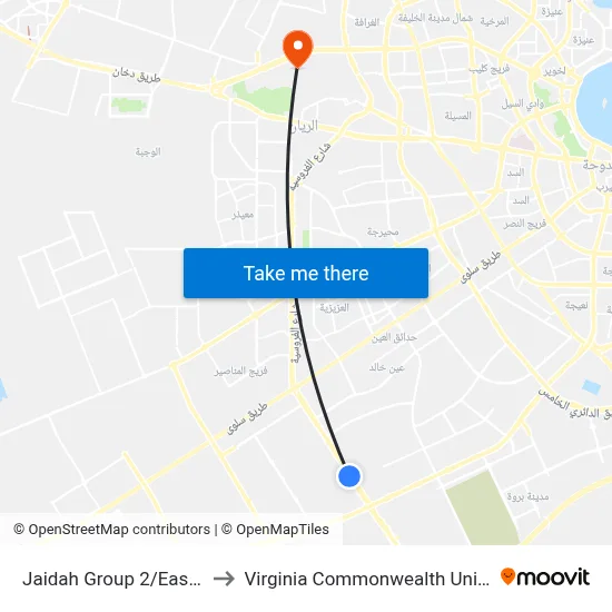 Jaidah Group 2/East Industrial Street to Virginia Commonwealth University - Qatar map
