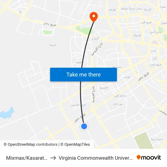 Mixmax/Kasarat Street to Virginia Commonwealth University - Qatar map