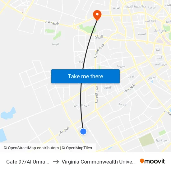 Gate 97/Al Umran Street to Virginia Commonwealth University - Qatar map