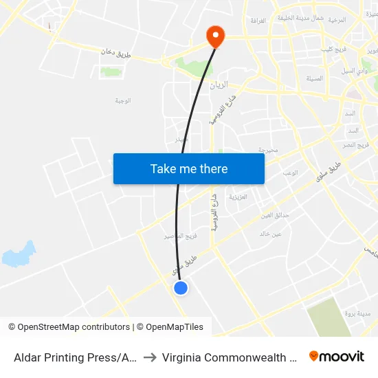Aldar Printing Press/Al Umran Street to Virginia Commonwealth University - Qatar map