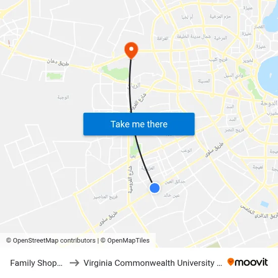 Family Shopping to Virginia Commonwealth University - Qatar map