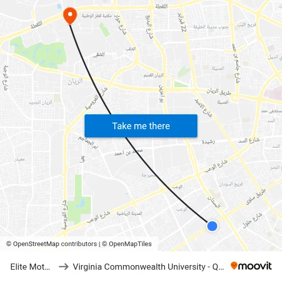 Elite Motors to Virginia Commonwealth University - Qatar map
