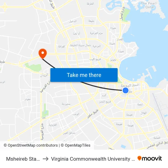 Msheireb Station to Virginia Commonwealth University - Qatar map