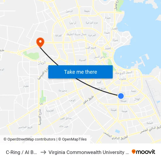 C-Ring / Al Bahili to Virginia Commonwealth University - Qatar map