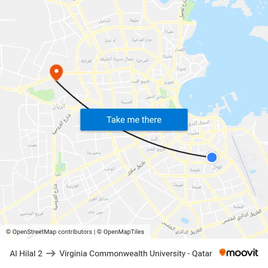 Al Hilal 2 to Virginia Commonwealth University - Qatar map