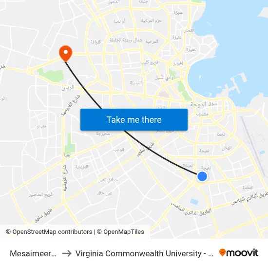 Mesaimeer Street to Virginia Commonwealth University - Qatar map
