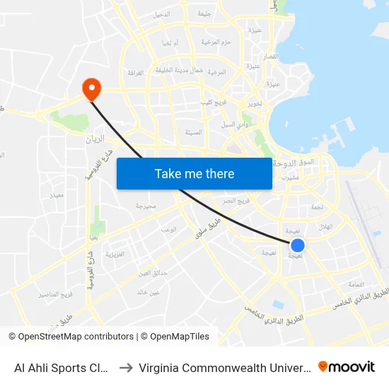 Al Ahli Sports Club Gate to Virginia Commonwealth University - Qatar map