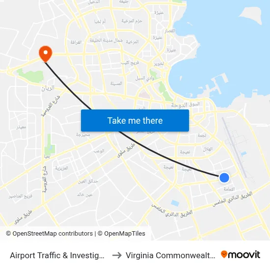 Airport Traffic & Investigation Division - Moi 1 to Virginia Commonwealth University - Qatar map