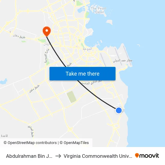 Abdulrahman Bin Jasim Street 3 to Virginia Commonwealth University - Qatar map