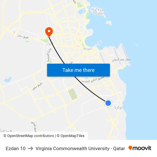 Ezdan 10 to Virginia Commonwealth University - Qatar map