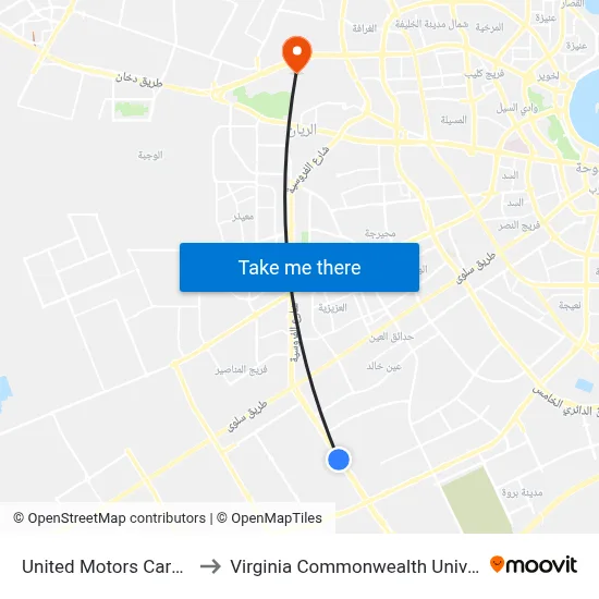 United Motors Cars Al Mana to Virginia Commonwealth University - Qatar map