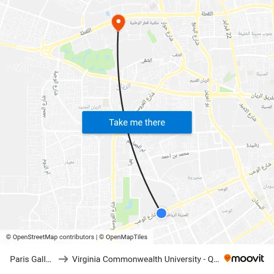 Paris Gallery to Virginia Commonwealth University - Qatar map