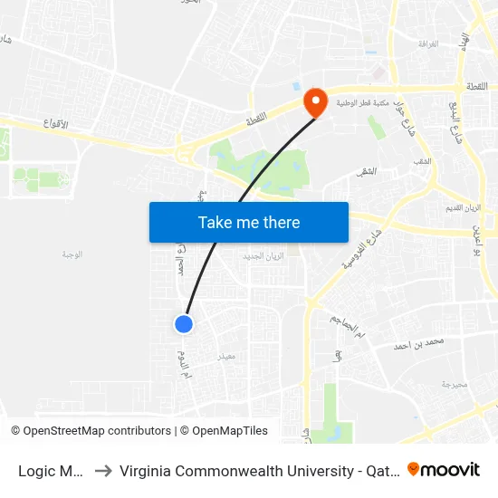 Logic Mall to Virginia Commonwealth University - Qatar map