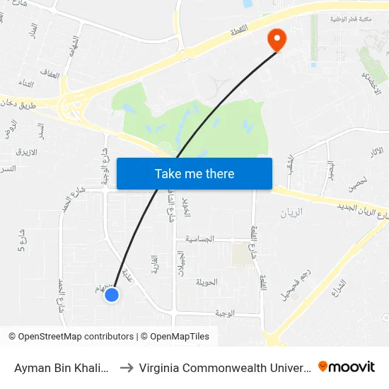 Ayman Bin Khalid Street to Virginia Commonwealth University - Qatar map