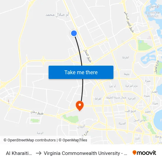Al Kharaitiyat to Virginia Commonwealth University - Qatar map