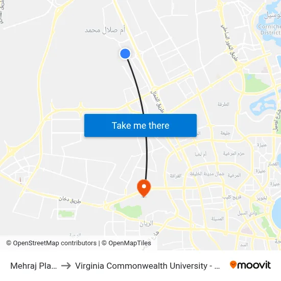 Mehraj Plaza to Virginia Commonwealth University - Qatar map