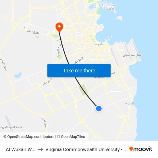 Al Wukair West to Virginia Commonwealth University - Qatar map