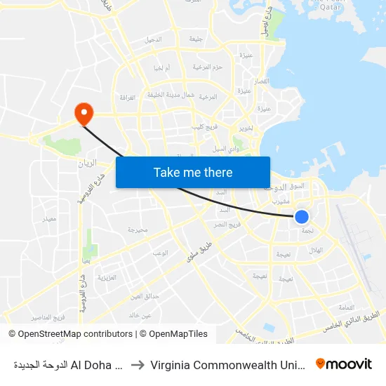Al Doha Al Jadeda to Virginia Commonwealth University - Qatar map