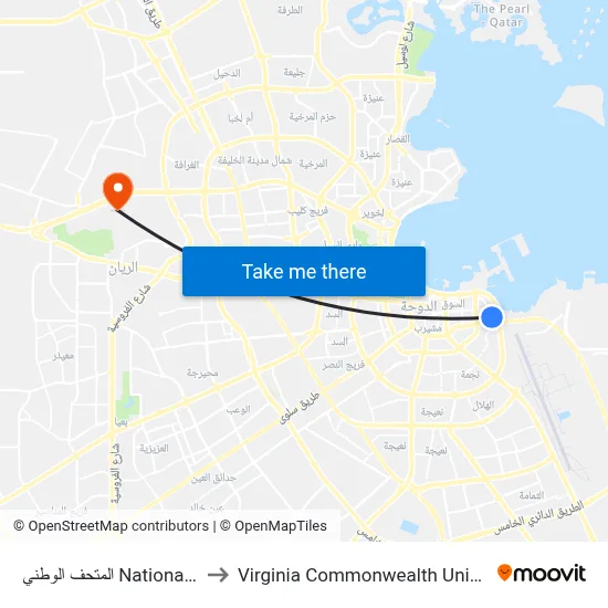 National Museum to Virginia Commonwealth University - Qatar map