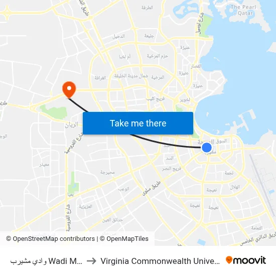 Wadi Msheireb to Virginia Commonwealth University - Qatar map