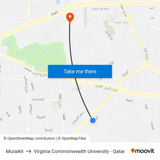 Muraikh to Virginia Commonwealth University - Qatar map