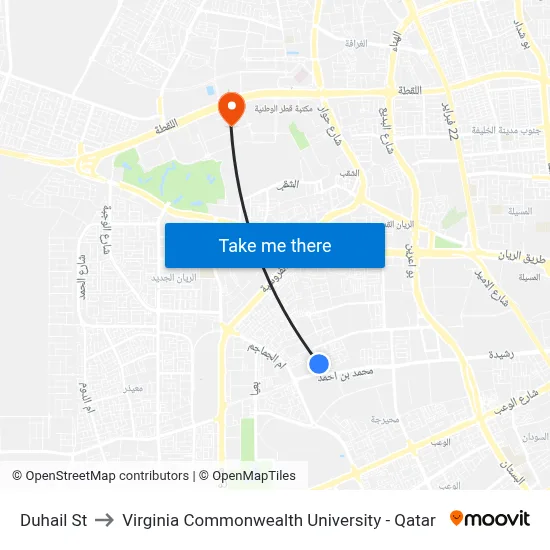 Duhail Street to Virginia Commonwealth University - Qatar map